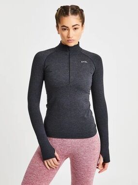 AYBL Charcoal Grey Half-Zip Performance Top